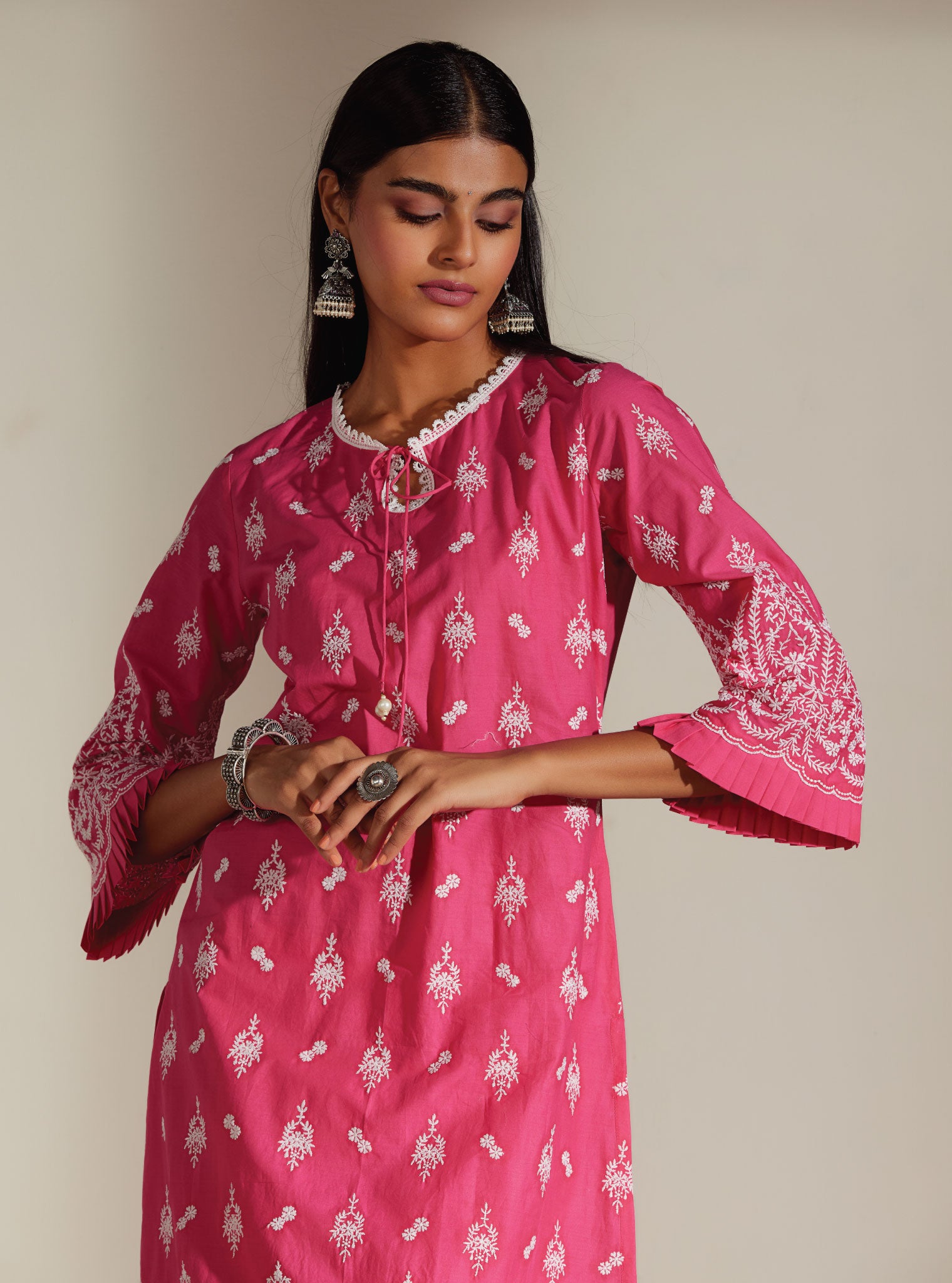 Asteria Cotton Pink Kurta with Palazzo Set