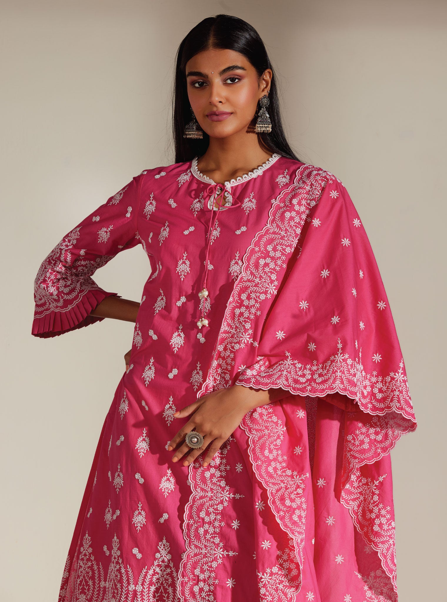Asteria Cotton Pink Kurta with Palazzo Set