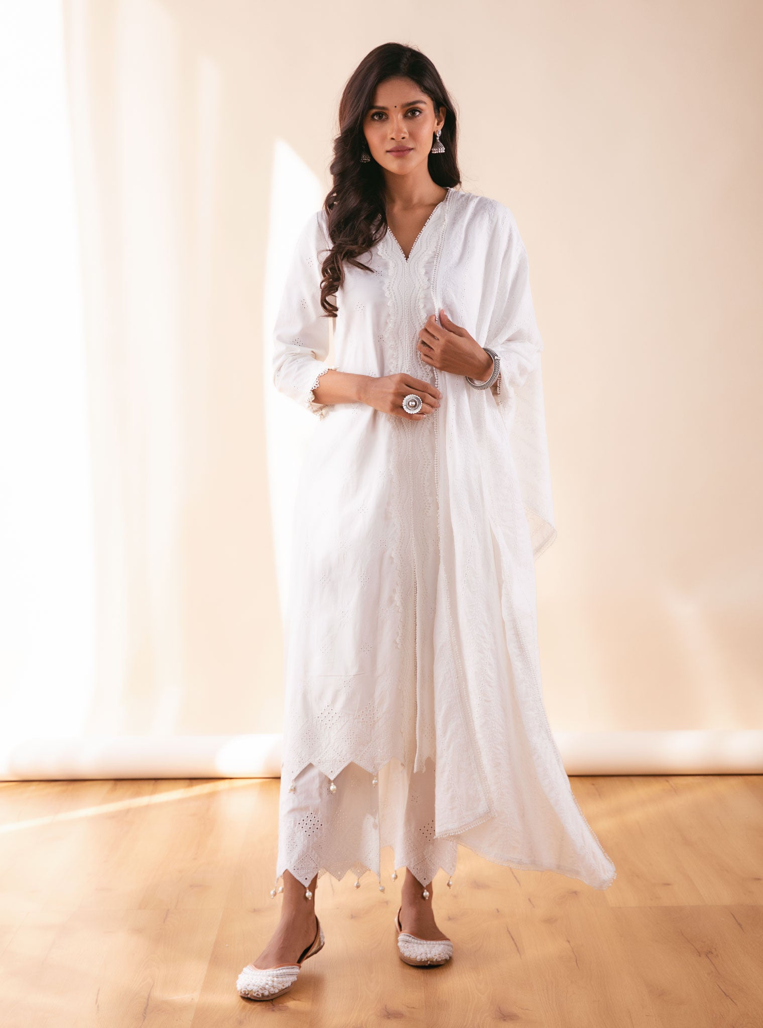 Audrey Cotton White Kurta Set