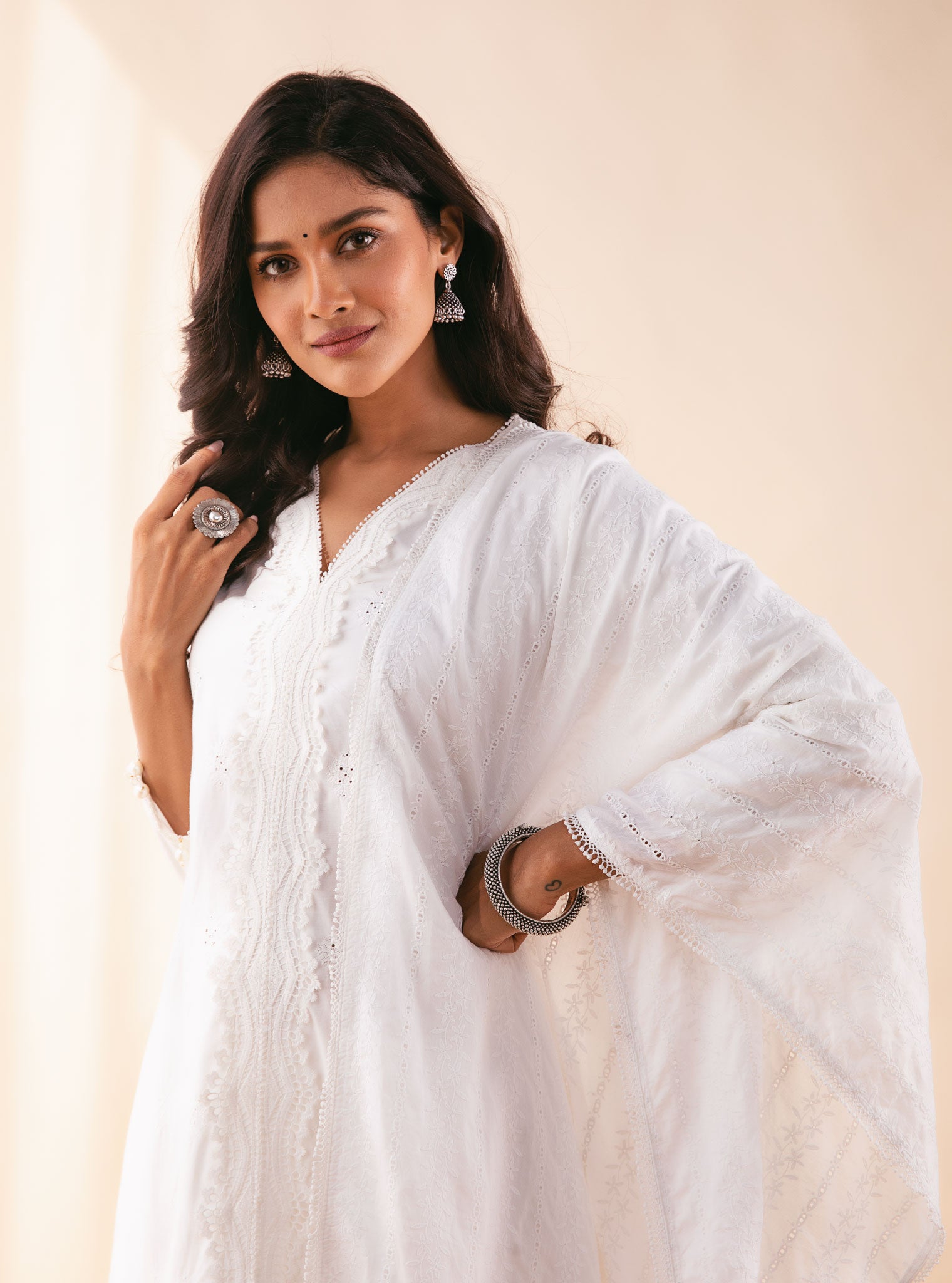 Audrey Cotton White Kurta Set