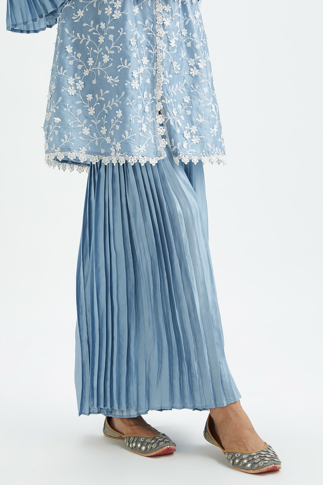 Cairo Cupro Silk Blue Garara Set