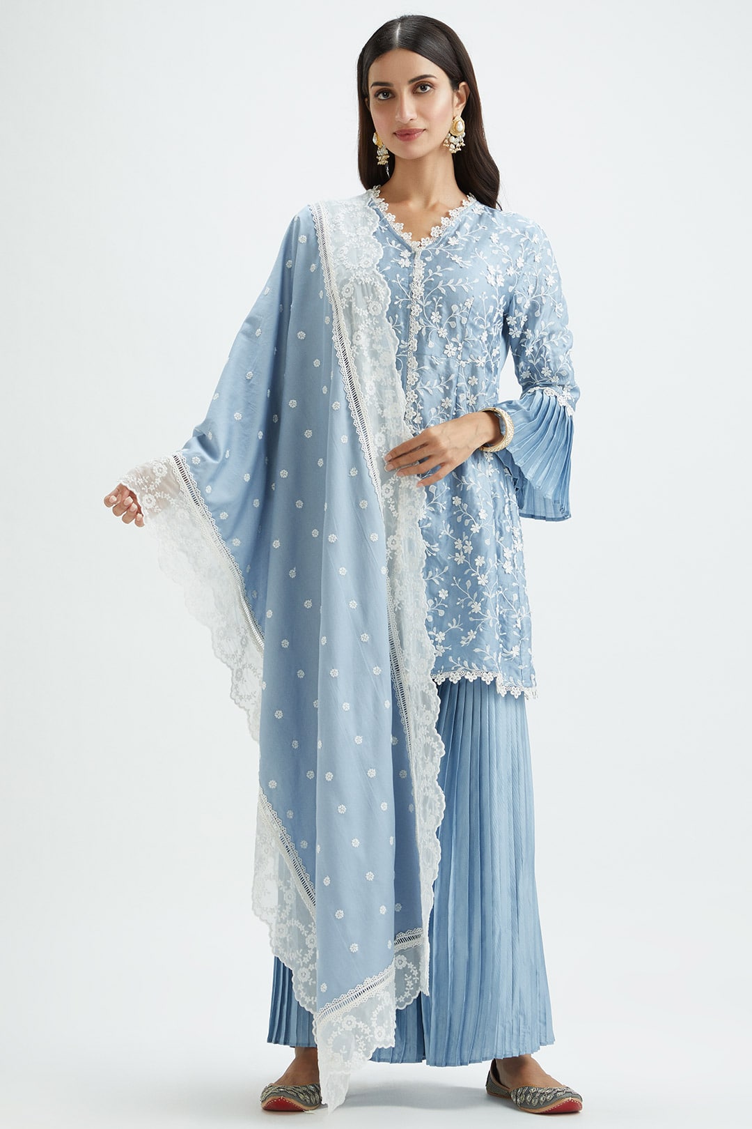 Cairo Cupro Silk Blue Garara Set