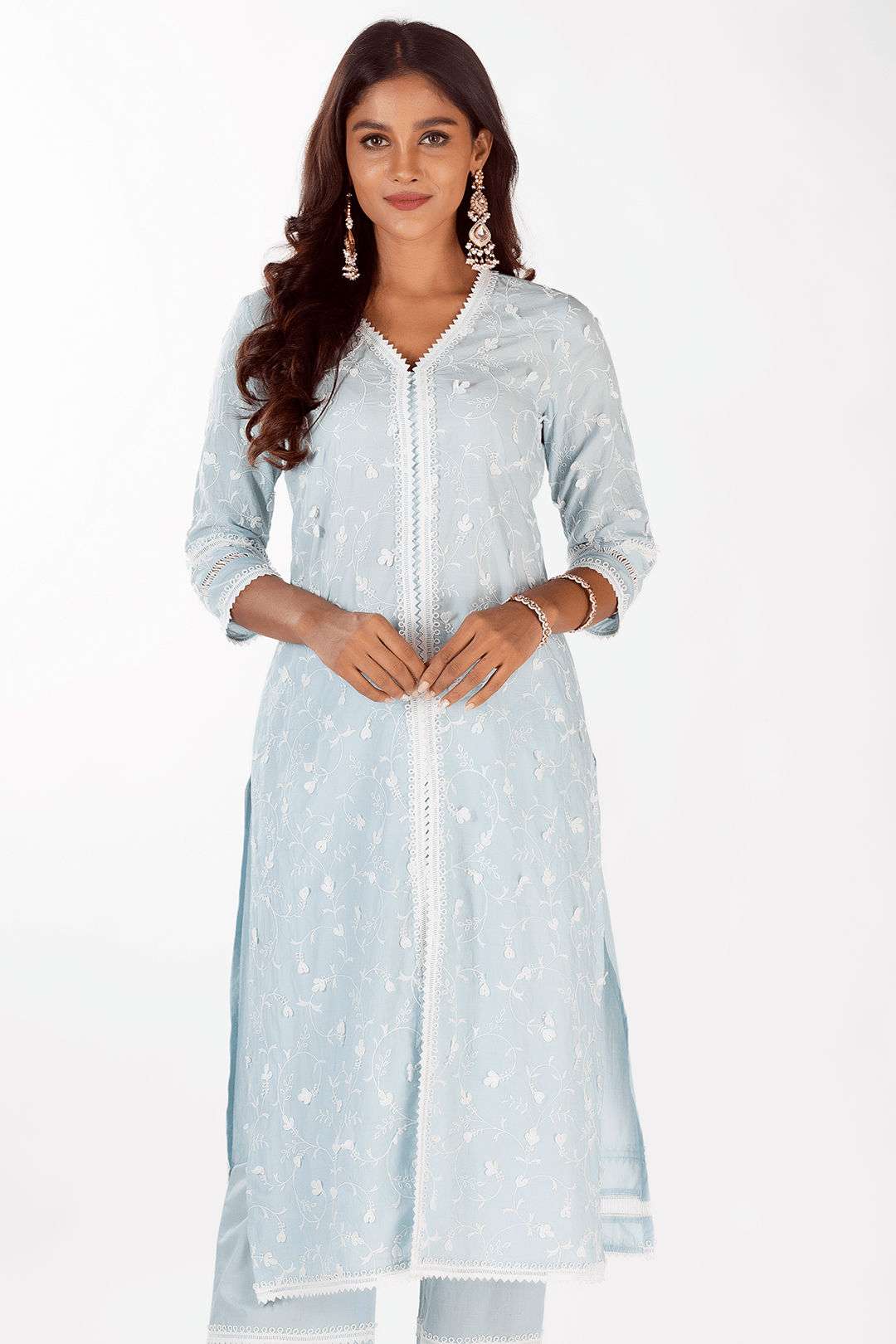 Cali Cotton Light Blue Kurta Set