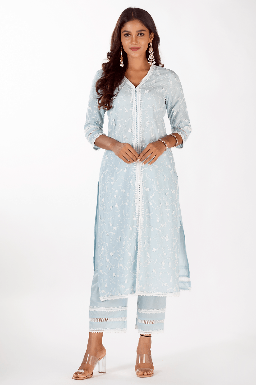 Cali Cotton Light Blue Kurta Set