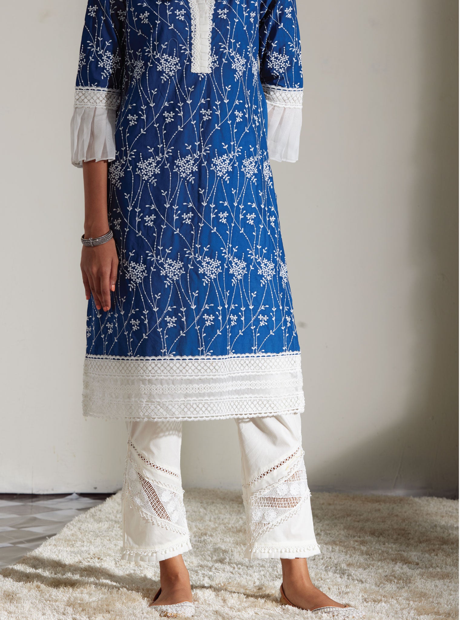 Carmen Cotton Navy Kurta Set