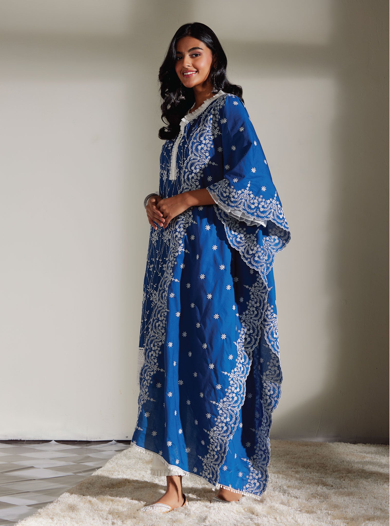 Carmen Cotton Navy Kurta Set