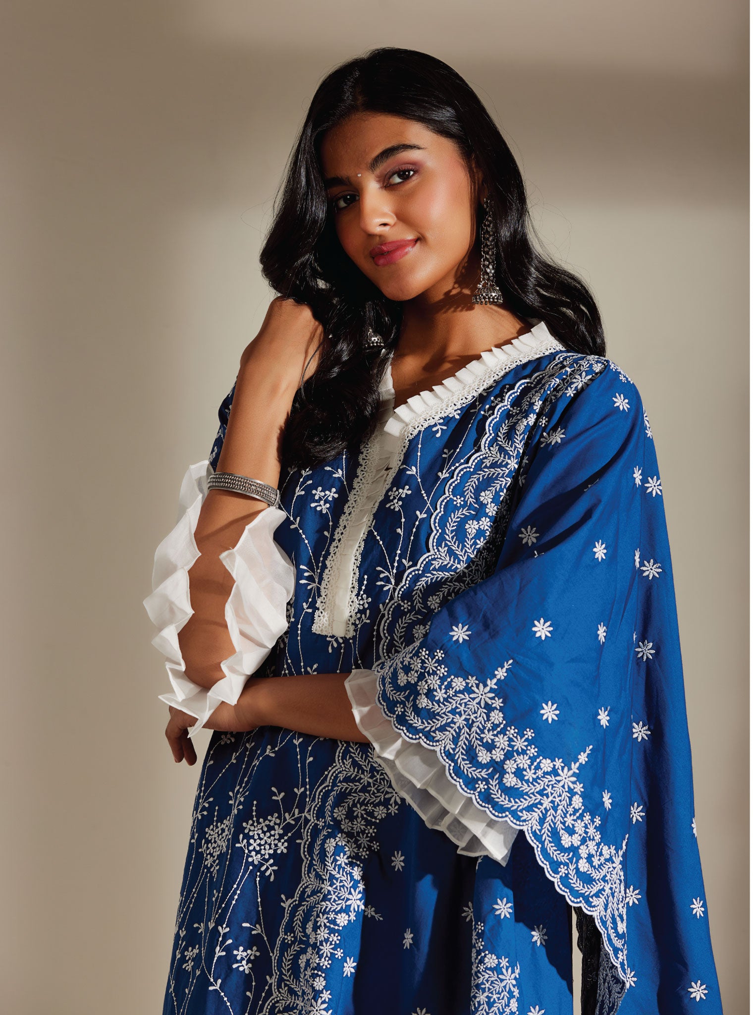 Carmen Cotton Navy Kurta Set