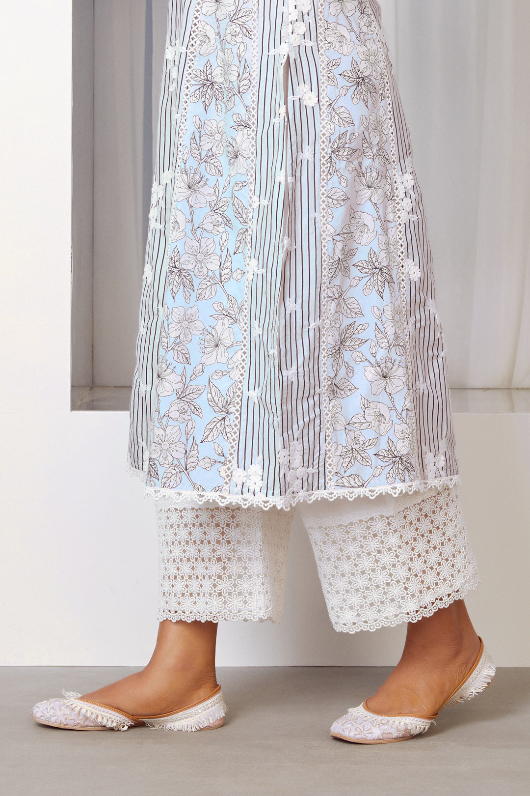 Carnaby Cotton Light Blue Kurta with Palazzo Set