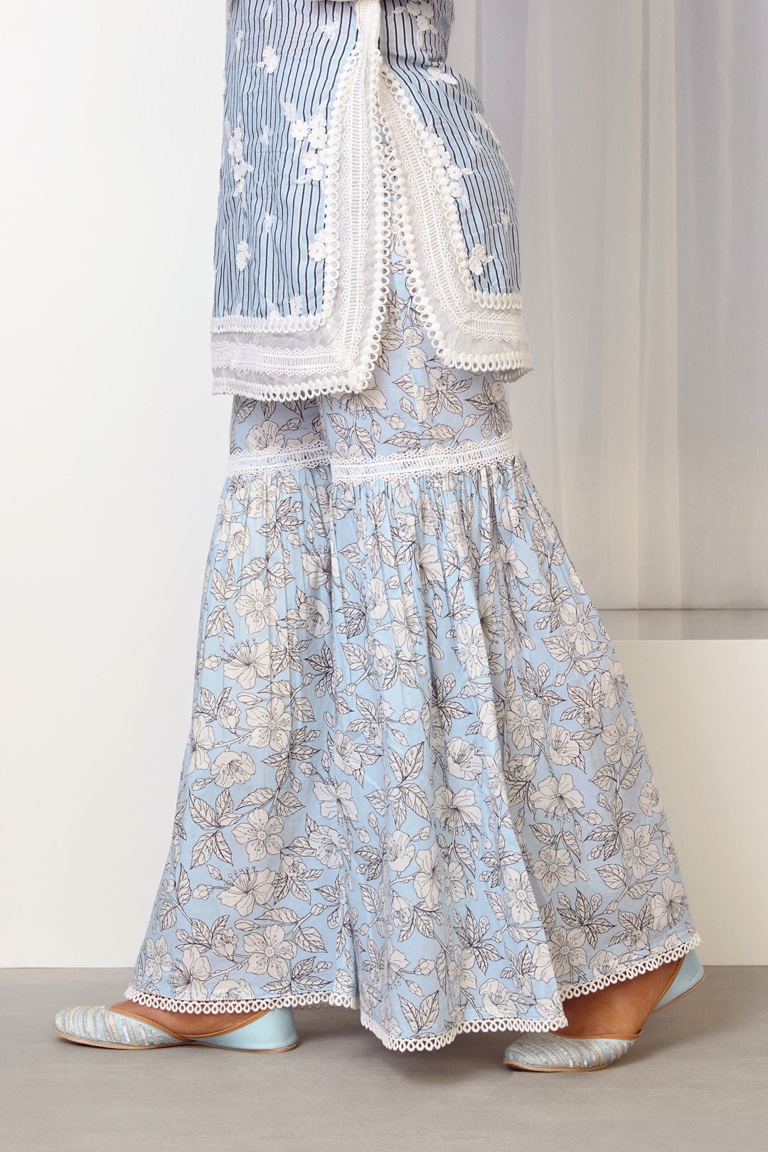 Chelsea Cotton Blue Kurta with Garara Set