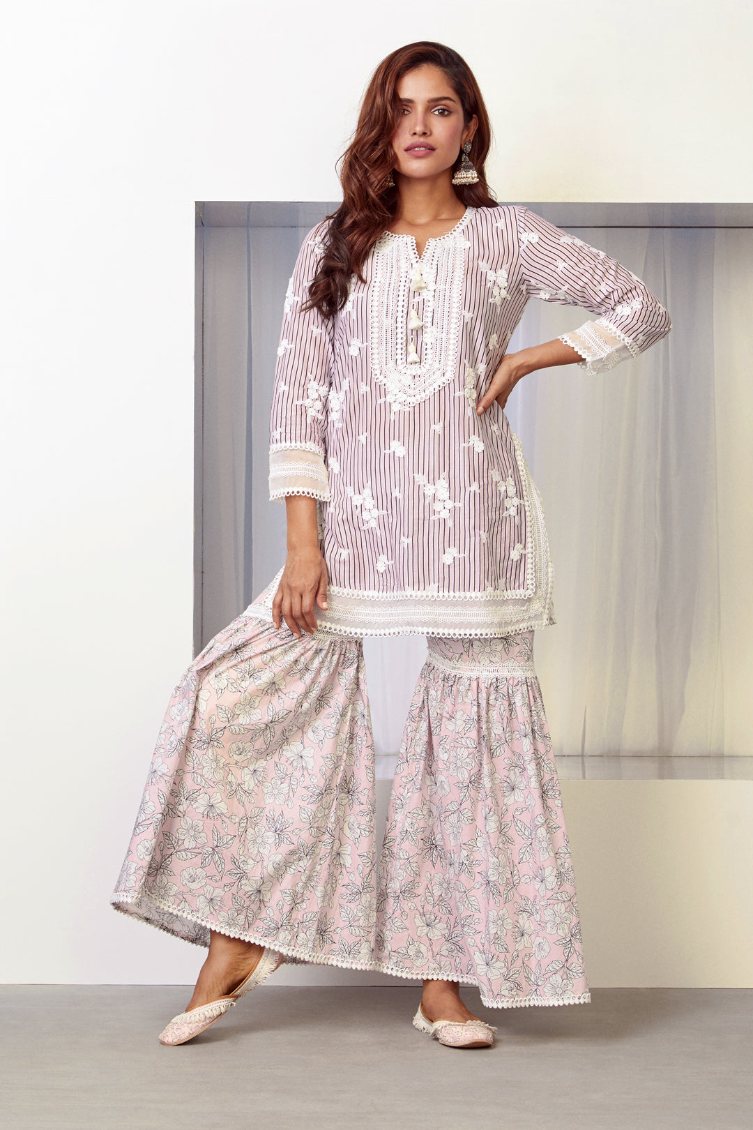 Chelsea Cotton Pink Kurta with Garara Set