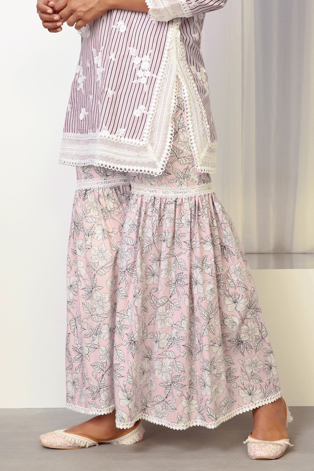 Chelsea Cotton Pink Kurta with Garara Set
