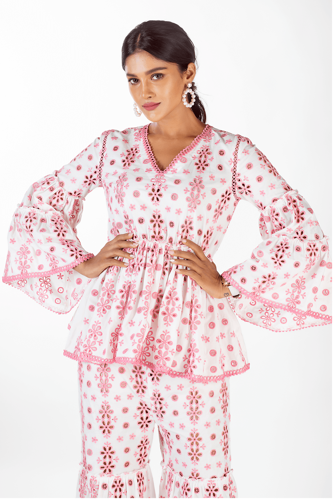 Chloe Cotton White Top Set