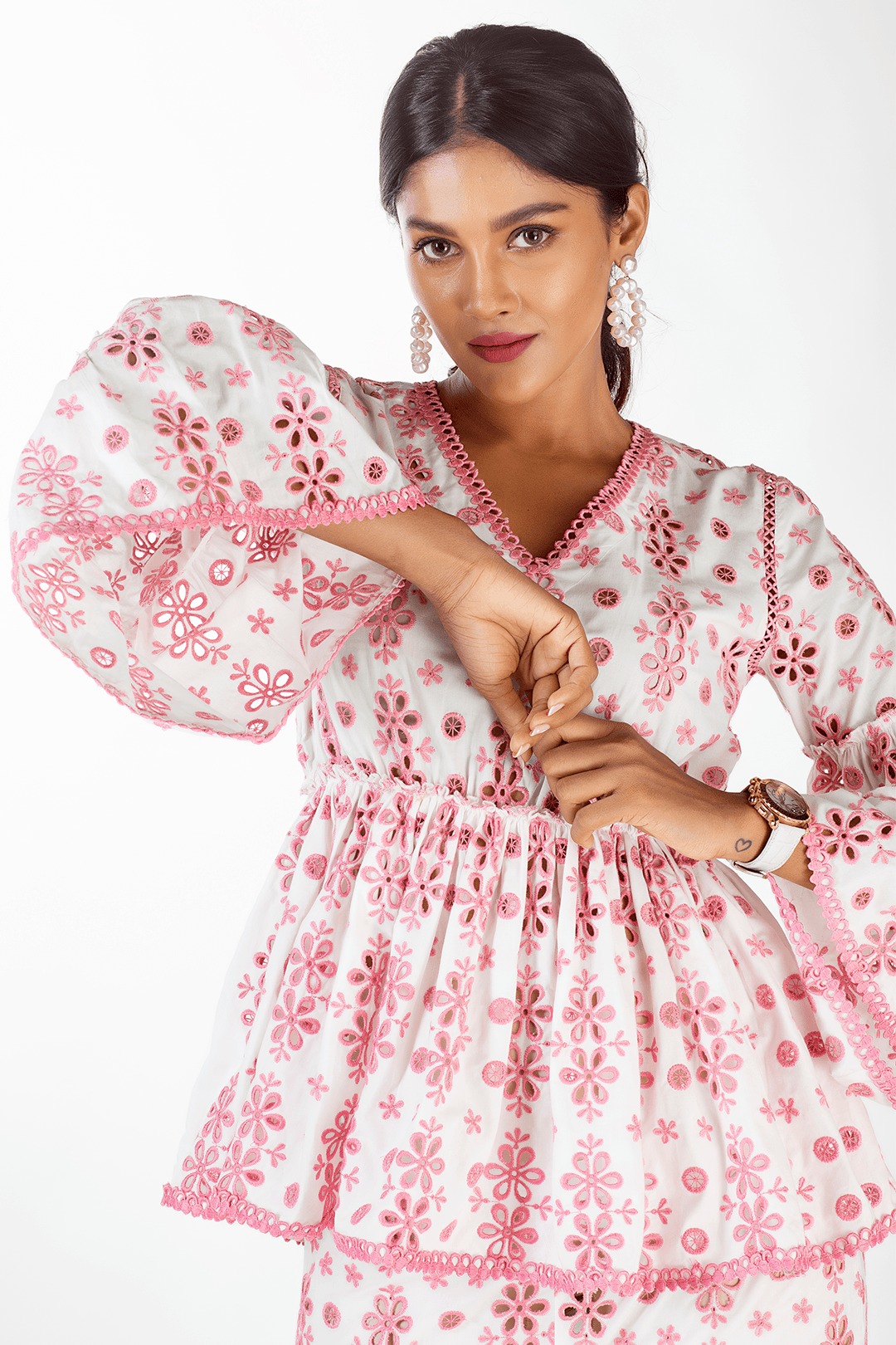 Chloe Cotton White Top Set