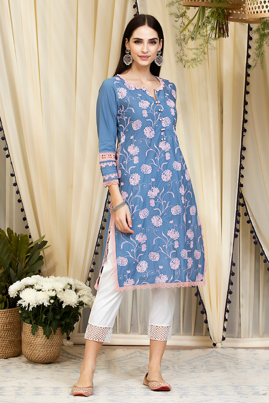 Claudia Cotton Denim Kurta Set