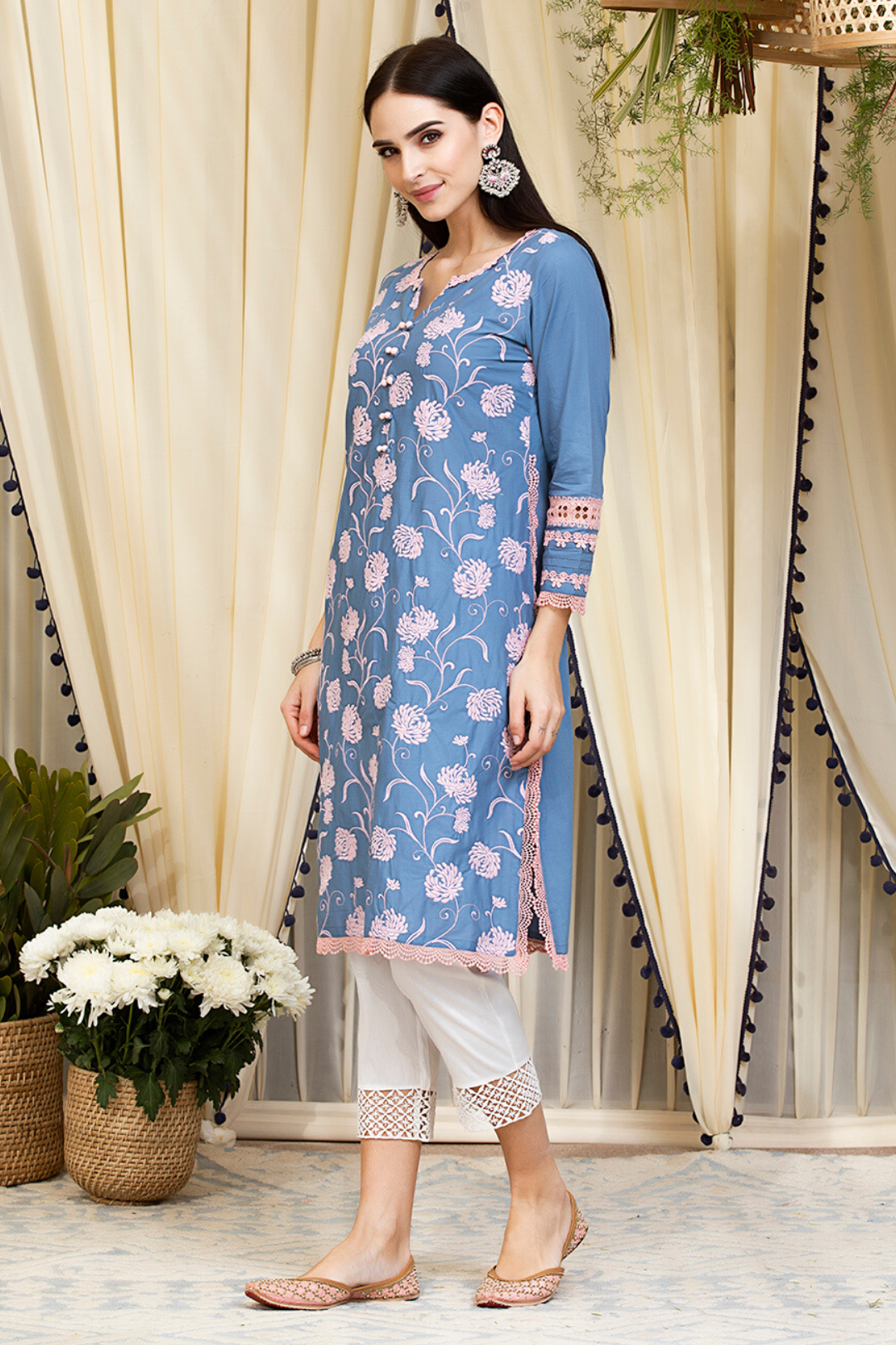 Claudia Cotton Denim Kurta Set