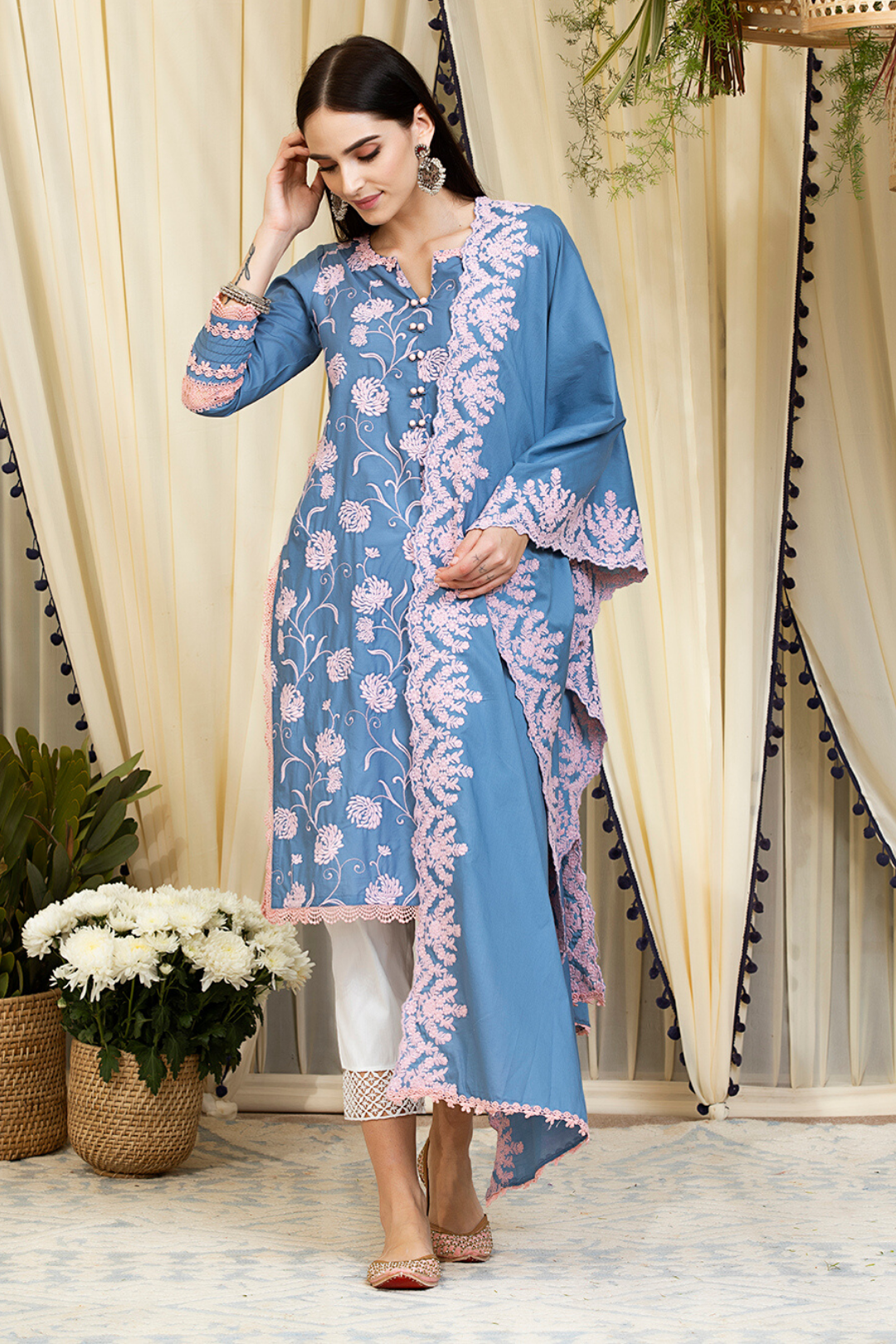 Claudia Cotton Denim Kurta Set