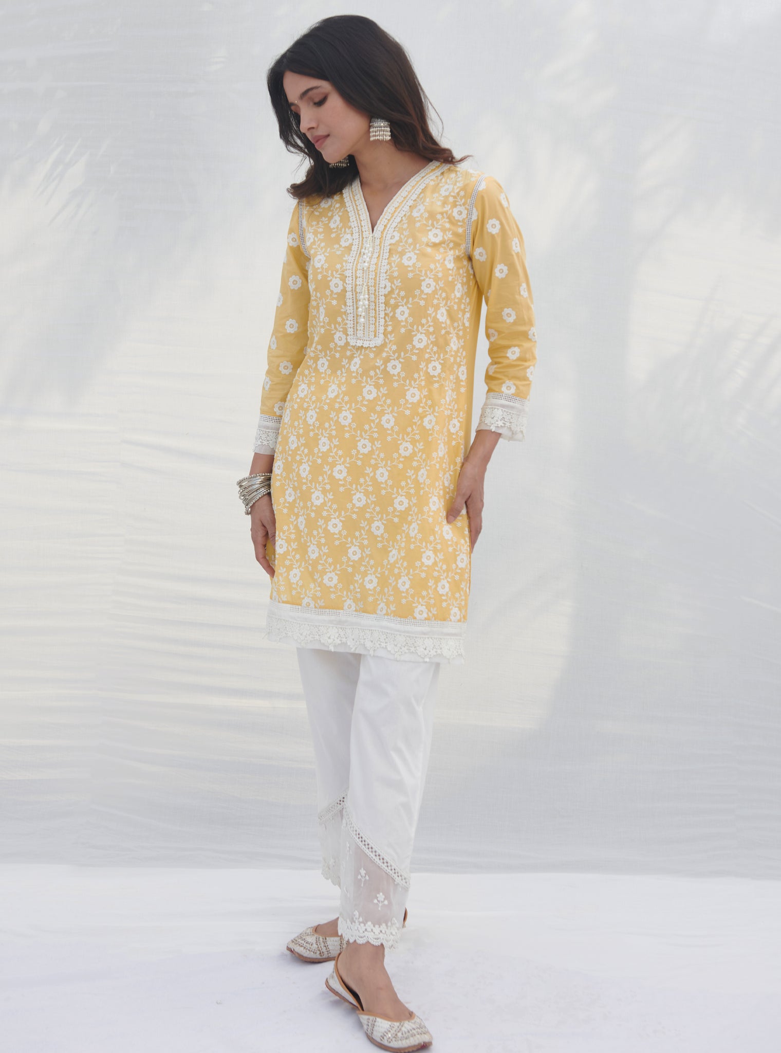 Codli Cotton Yellow Kurta Set