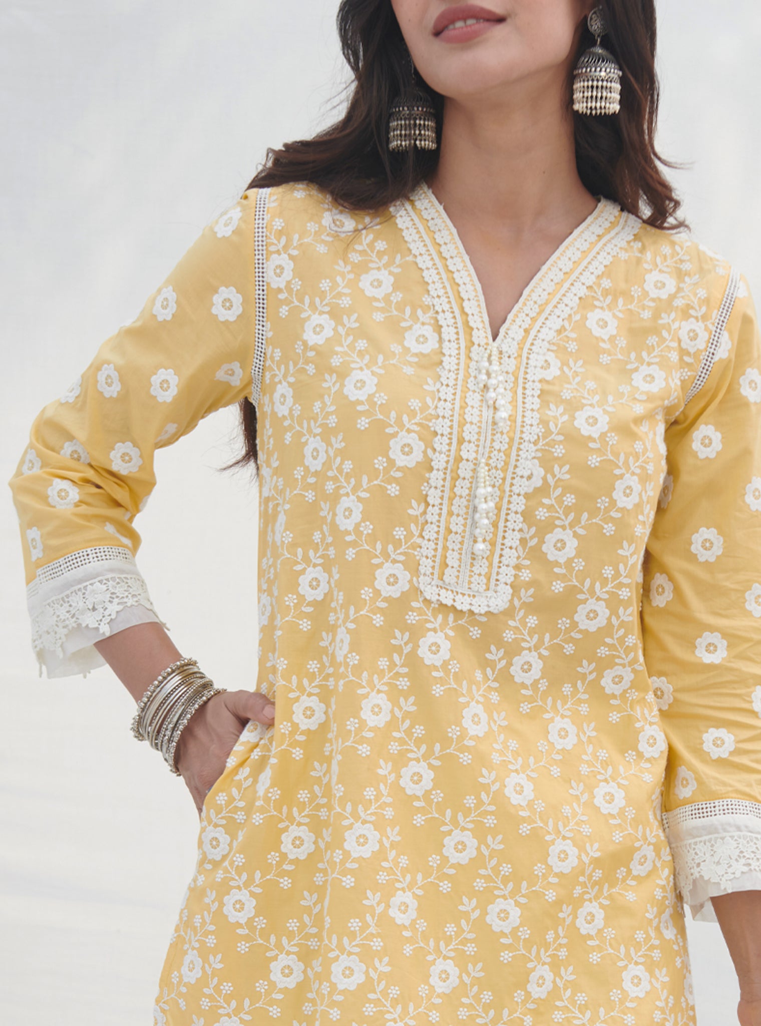 Codli Cotton Yellow Kurta Set