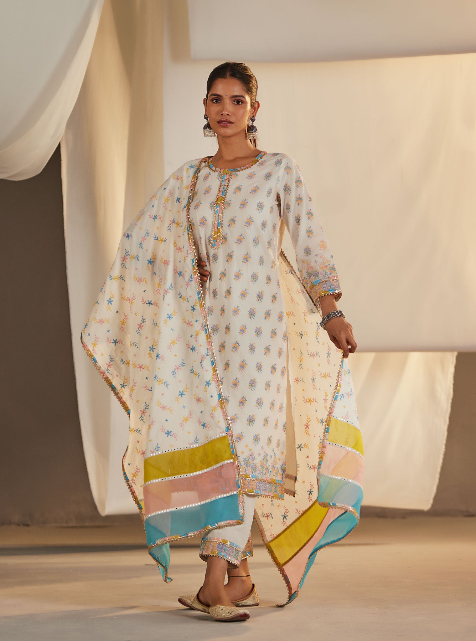 Denise Cotton Off White Kurta Set