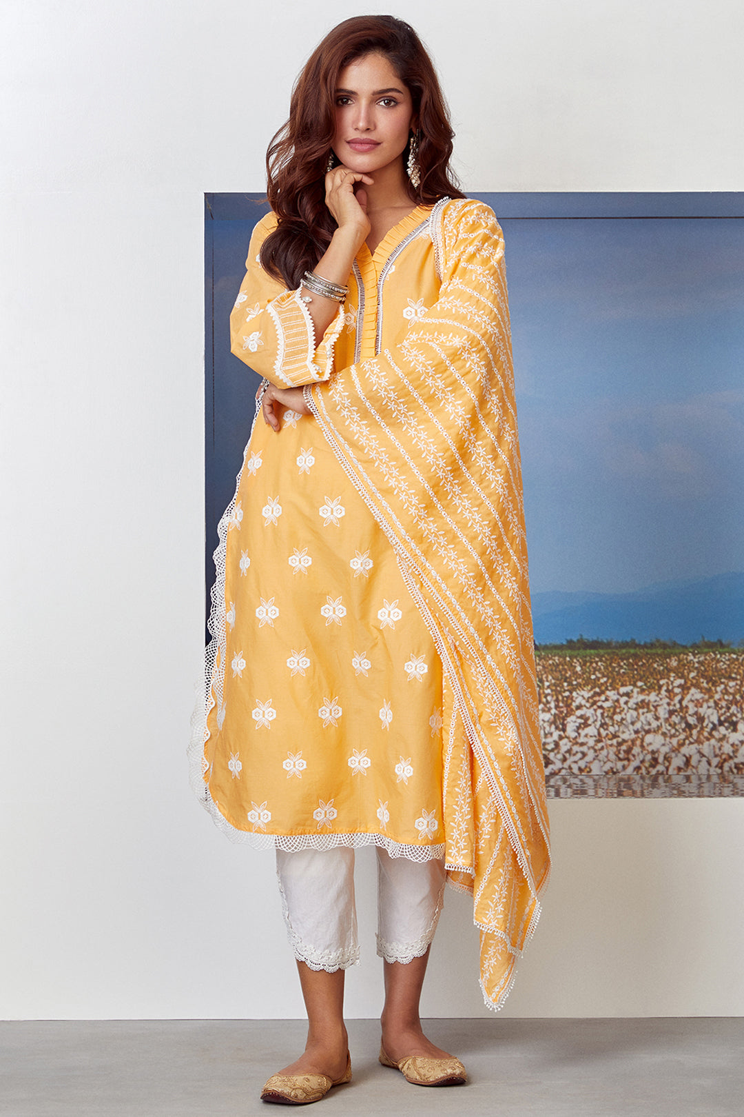 Dawn Cotton Orange Kurta Set