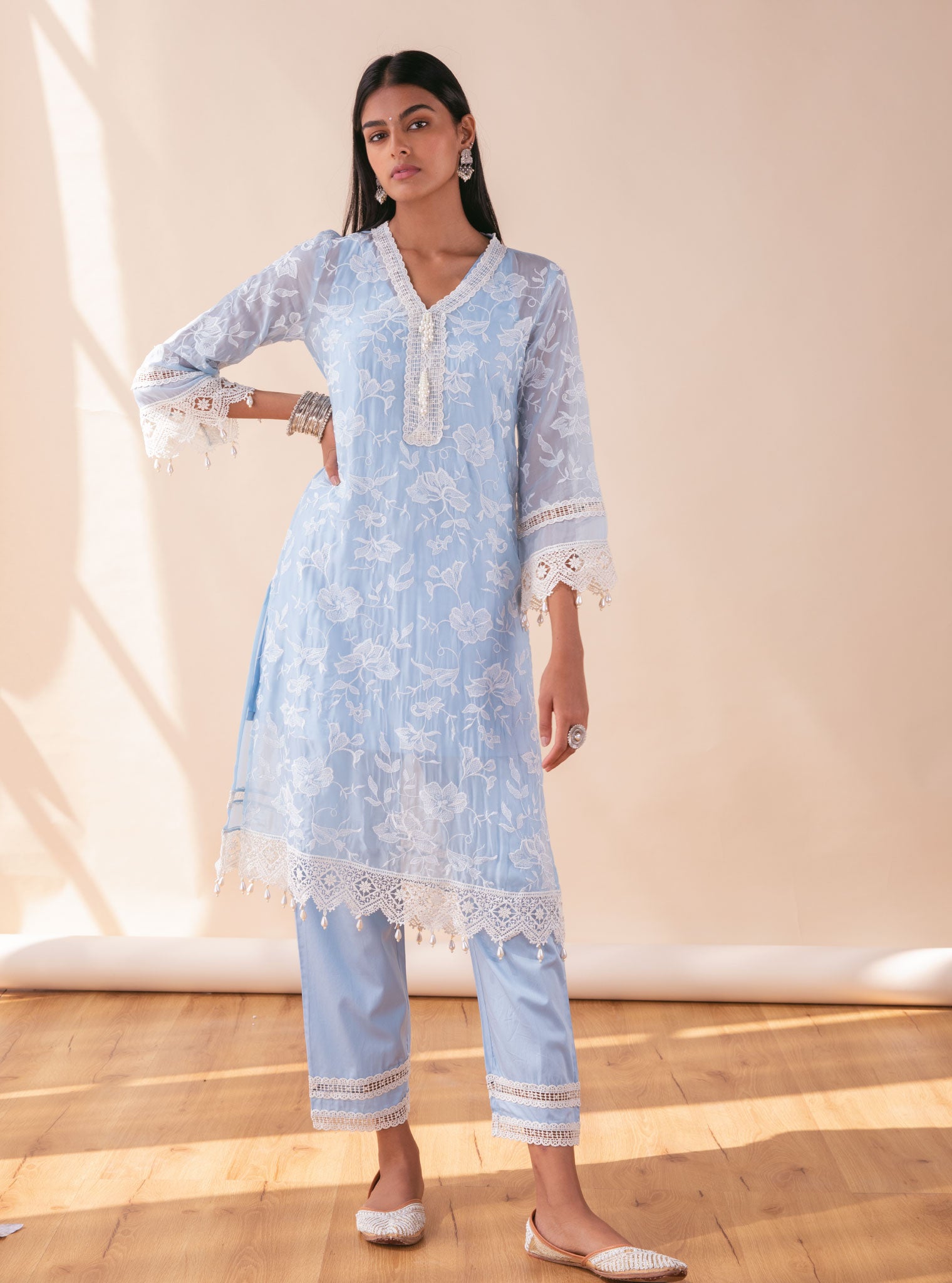 Delilah Organza Blue Kurta Set