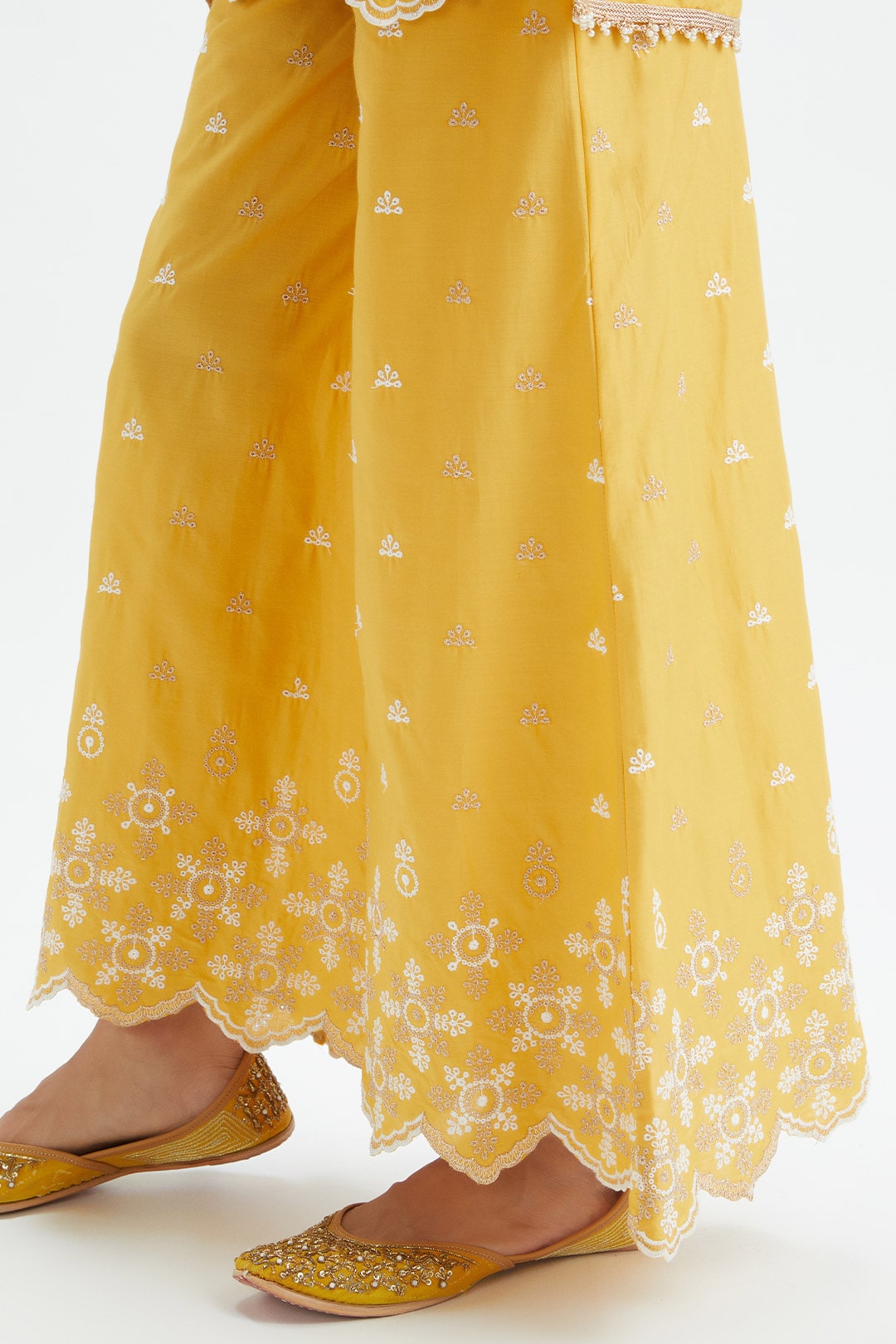 Dove Cotton Yellow Sharara Set