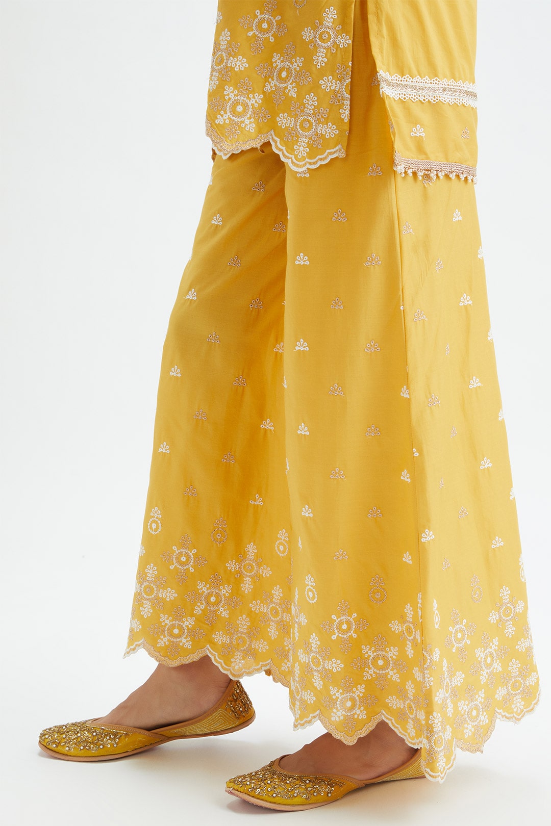 Dove Cotton Yellow Sharara Set
