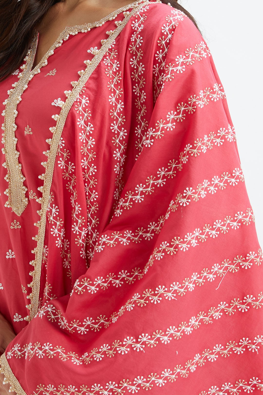 Dove Cotton Red Sharara Set