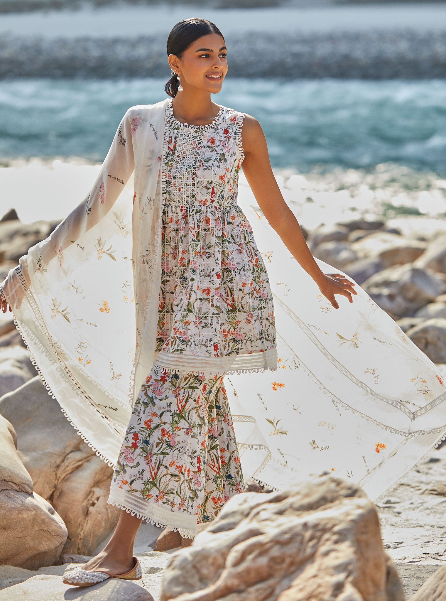 Elora Cotton White Kurta Set