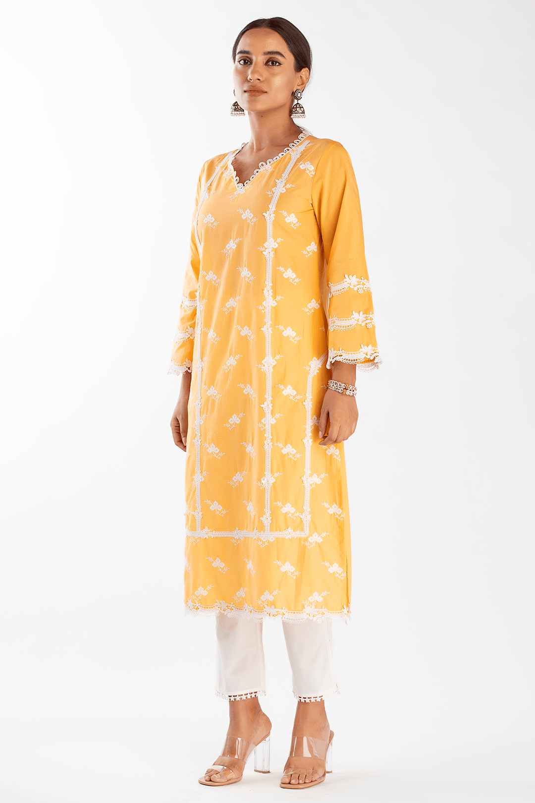 Eternity Cotton Orange Kurta Set