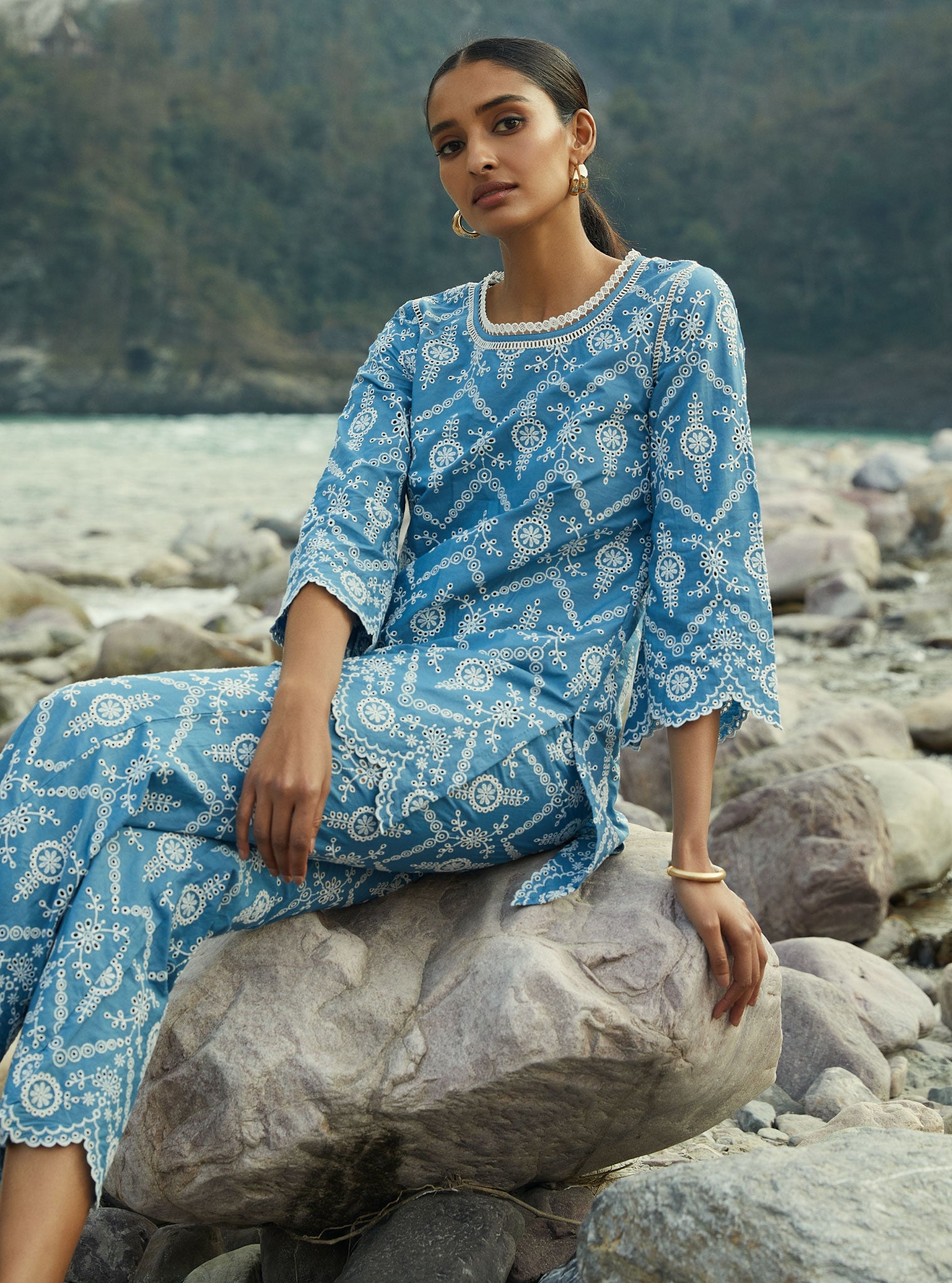 Evelyn Cotton Denim Top Set