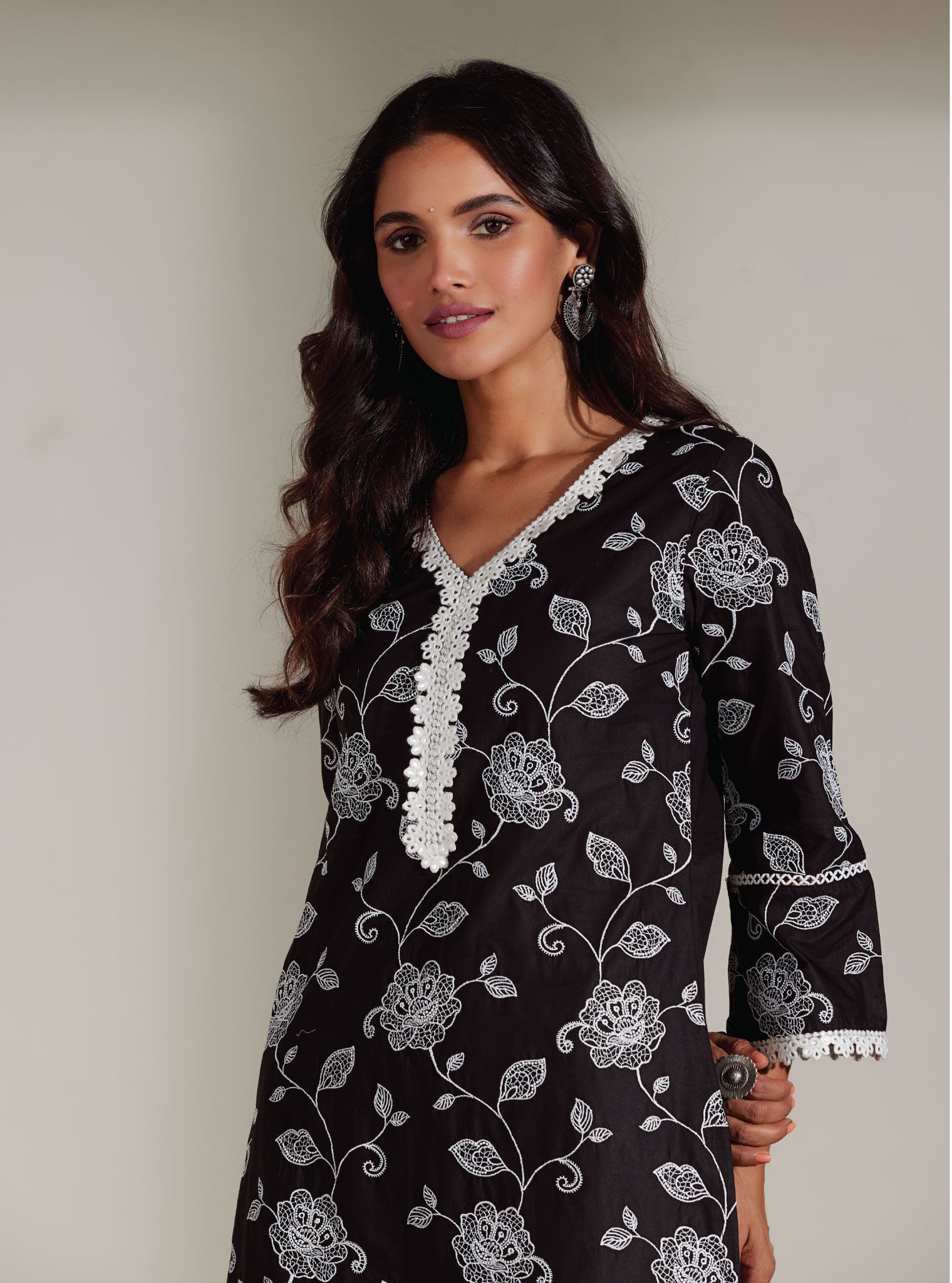 Ezra Cotton Black Kurta Set