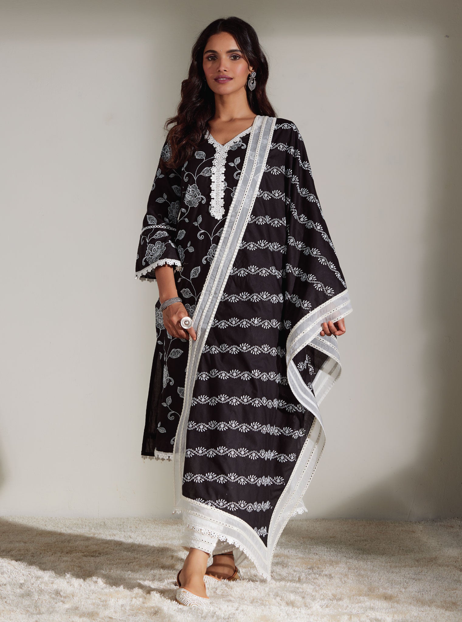 Ezra Cotton Black Kurta Set