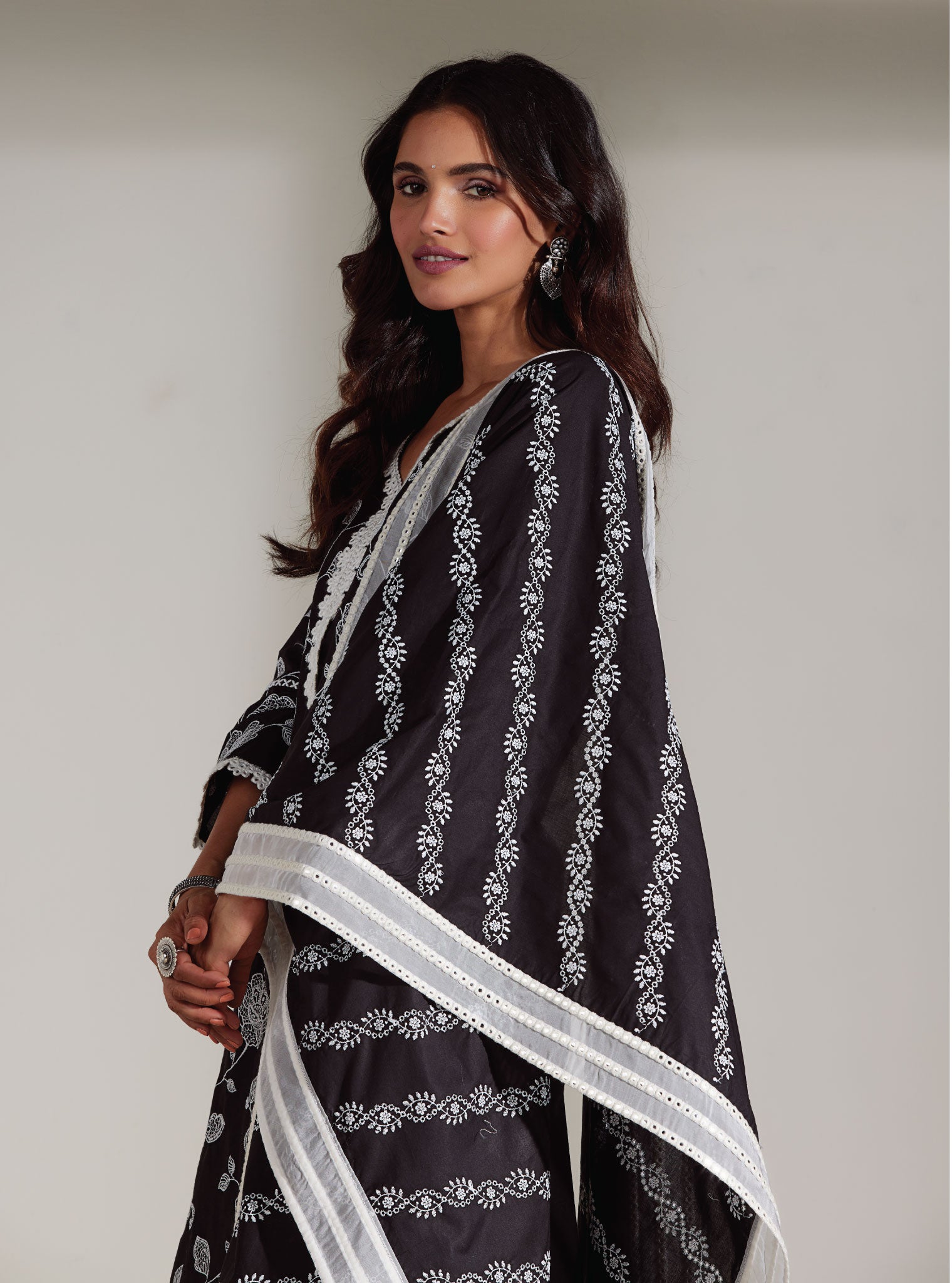 Ezra Cotton Black Kurta Set