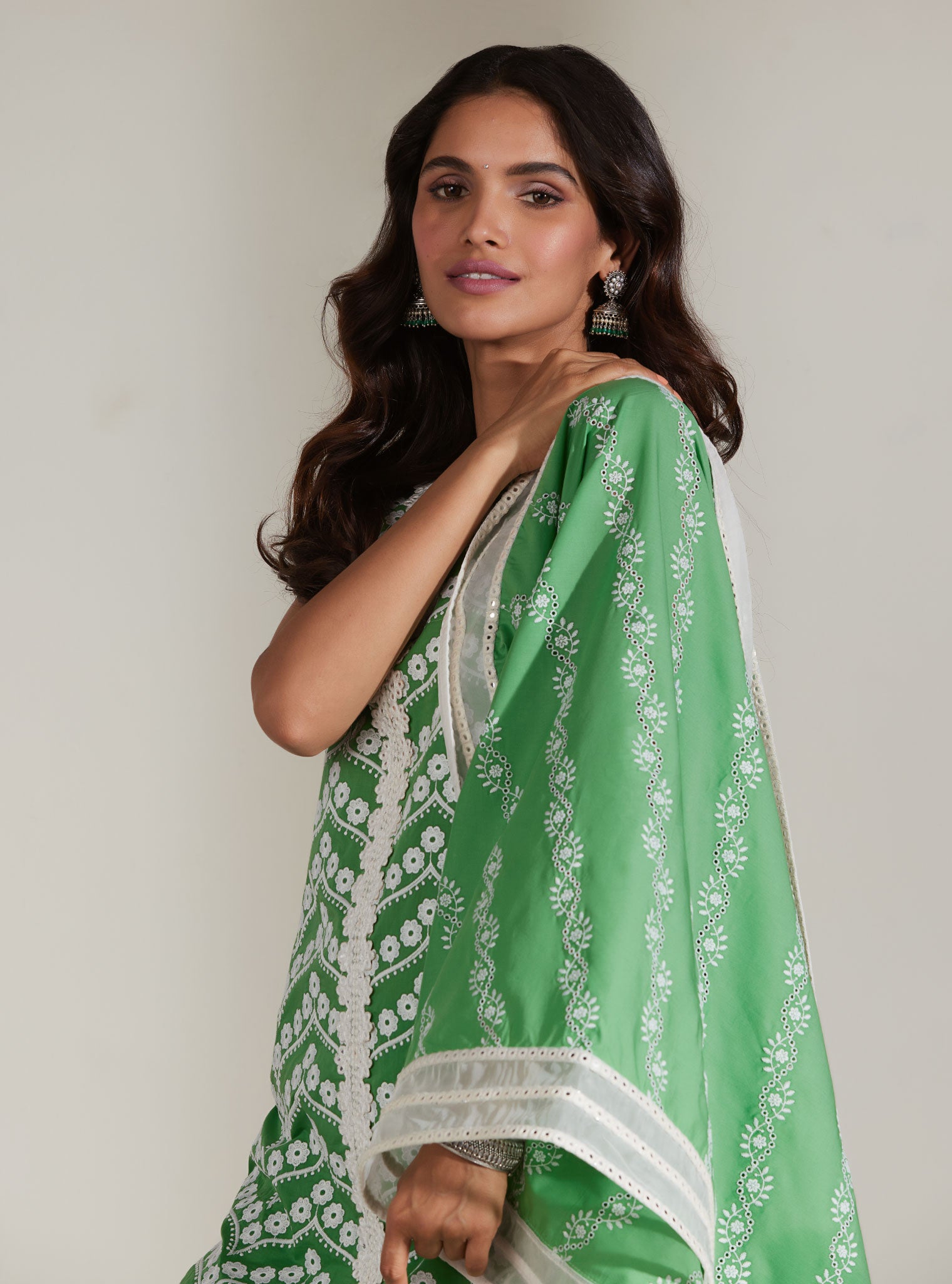 Gabriella Cotton Green Kurta with Garara Set