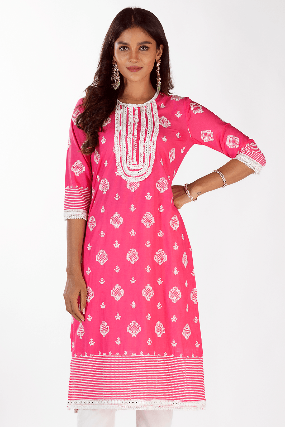Gene Cotton Fuchsia Kurta Set