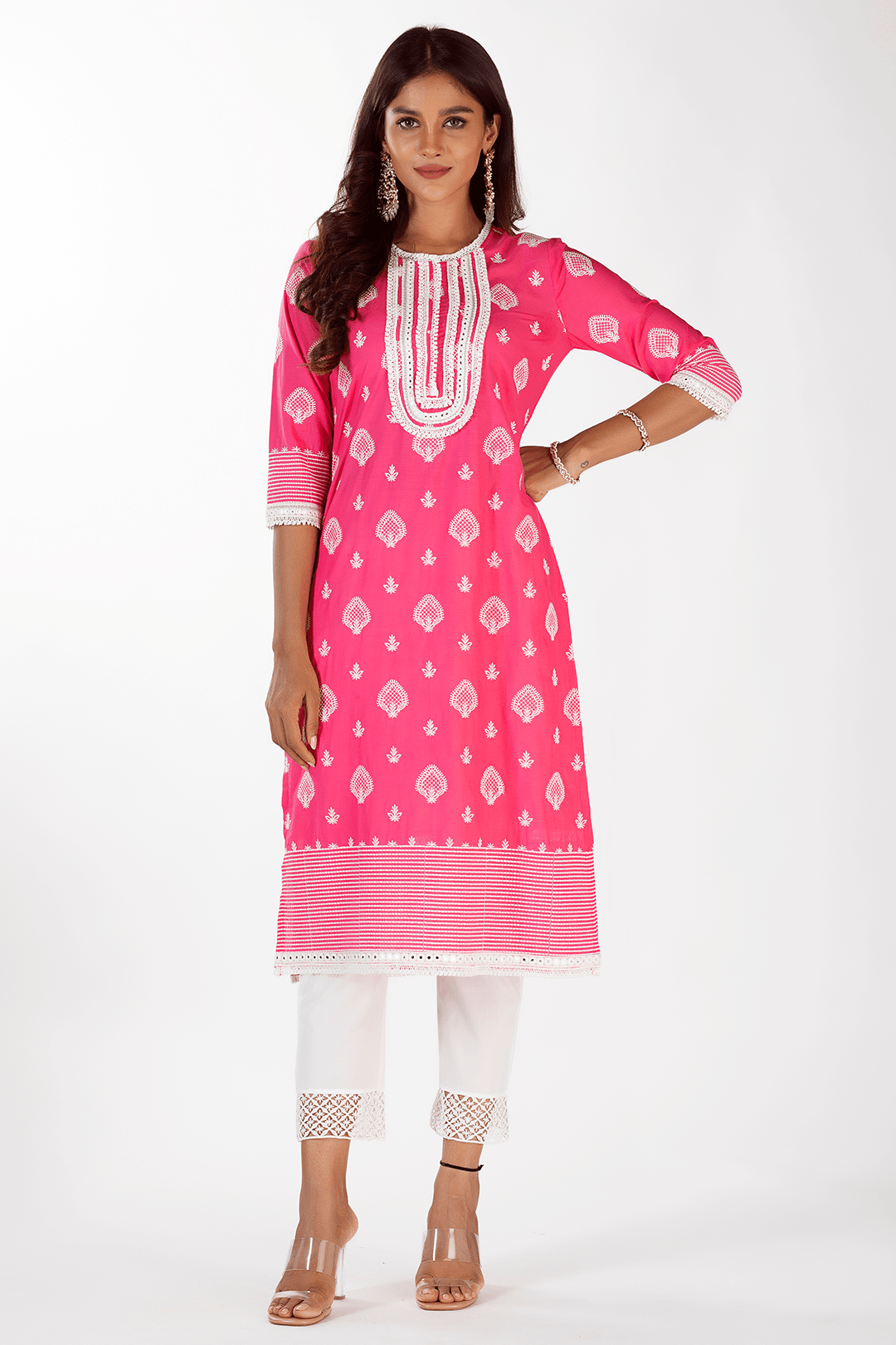 Gene Cotton Fuchsia Kurta Set