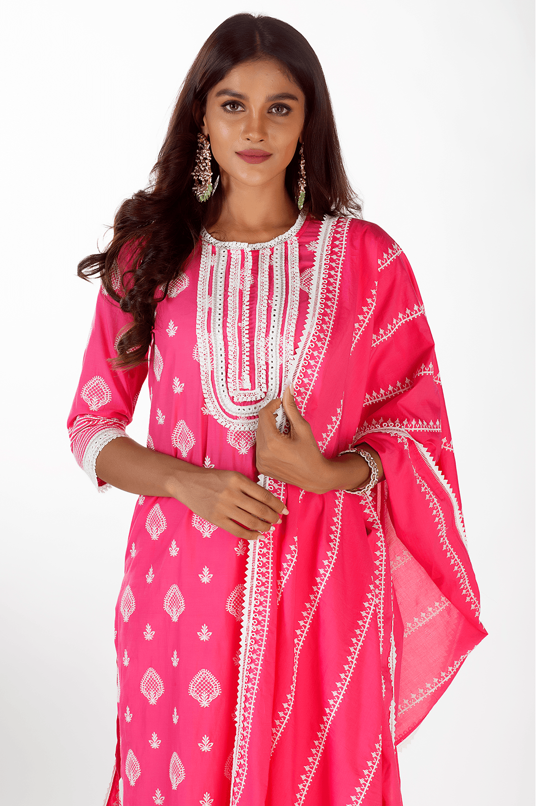 Gene Cotton Fuchsia Kurta Set