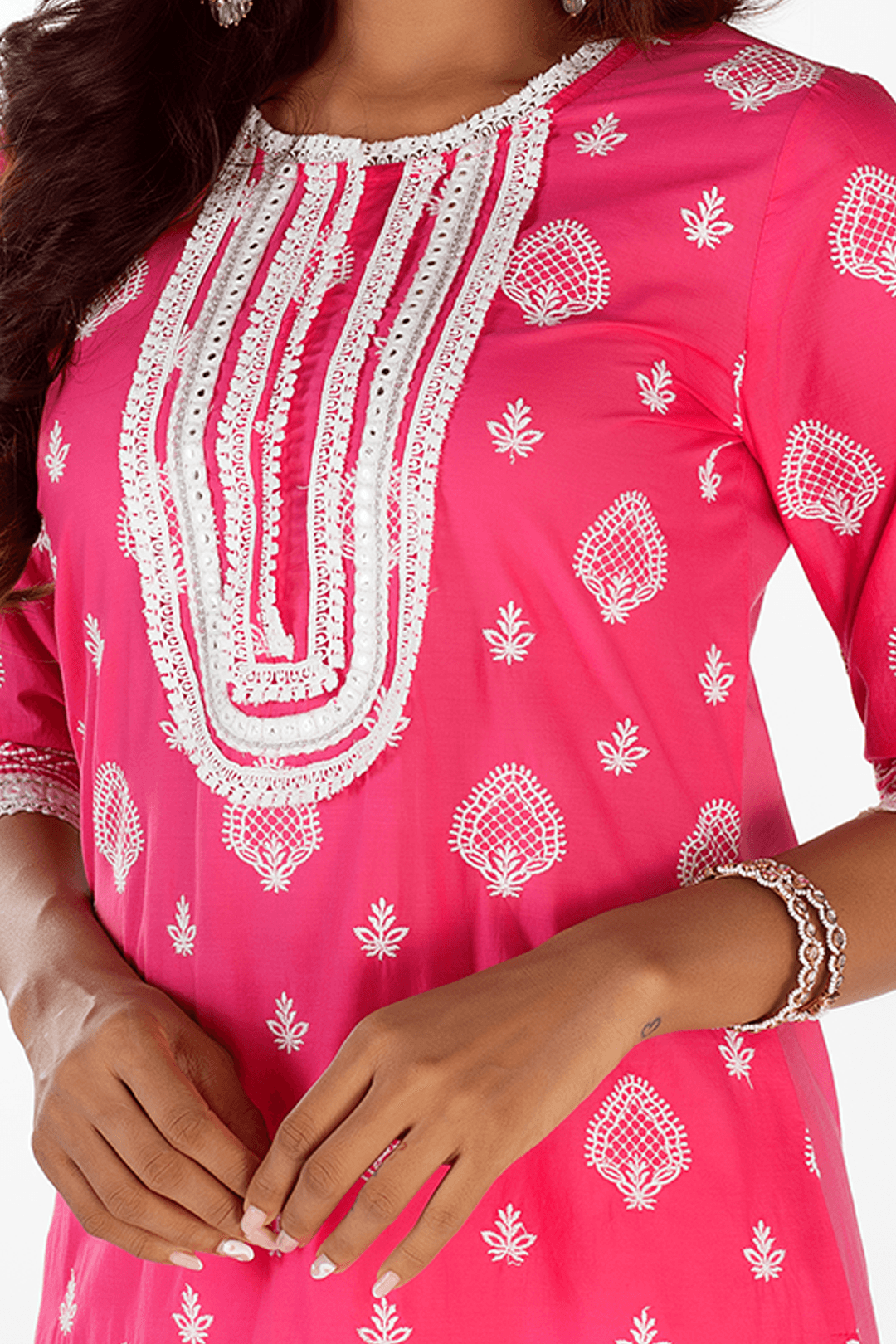 Gene Cotton Fuchsia Kurta Set