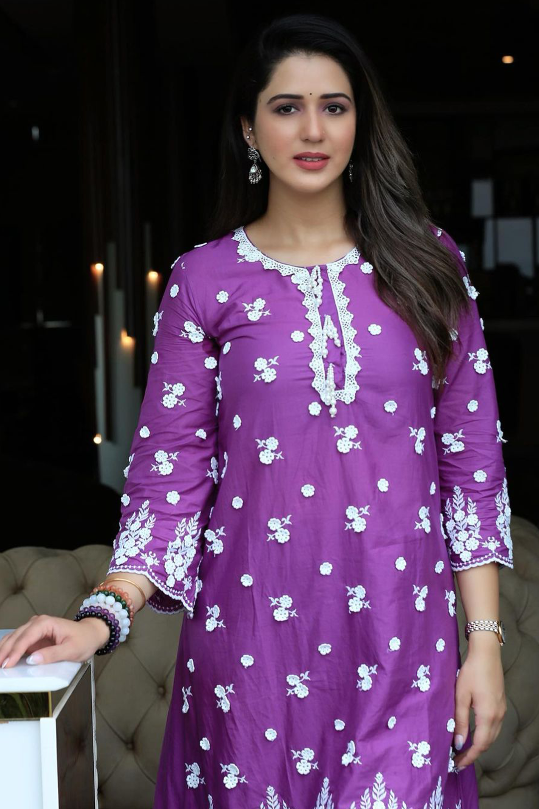 Jade Cotton Purple Kurta Set