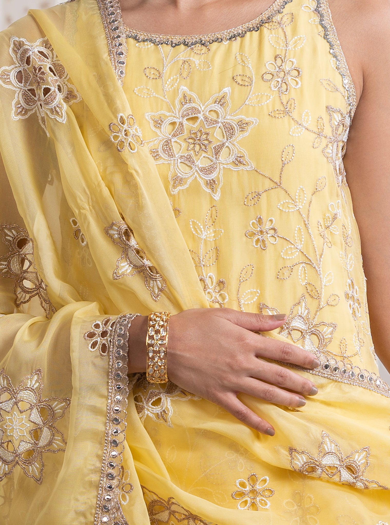 Jugni Organza Yellow Kurta Set