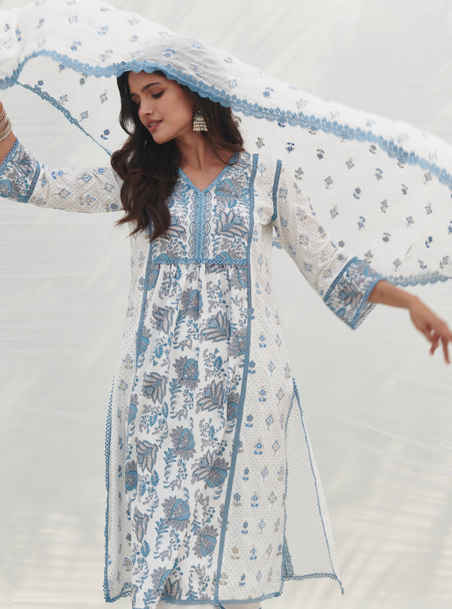 Kalina Cotton Blue Kurta Set