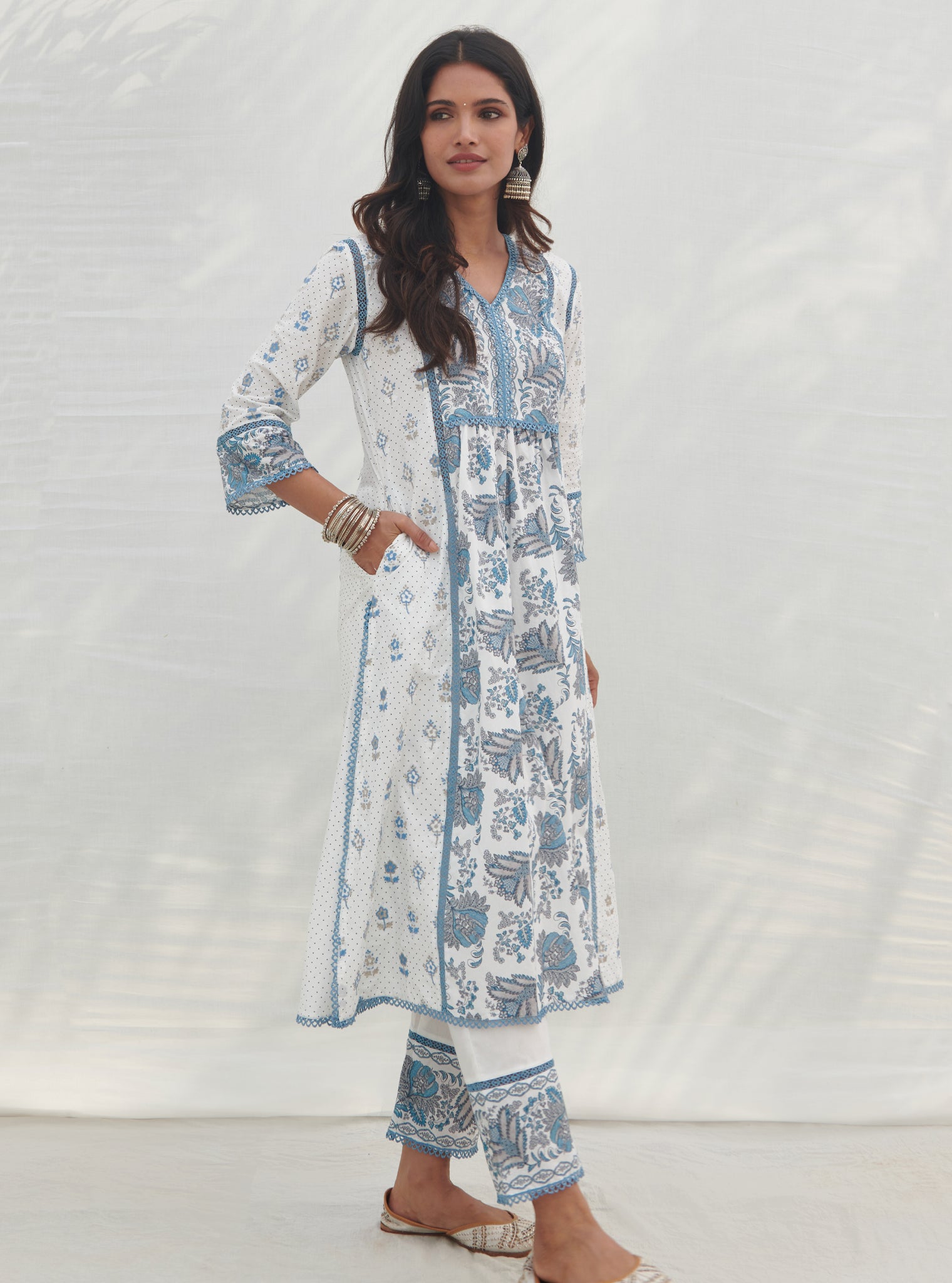 Kalina Cotton Blue Kurta Set
