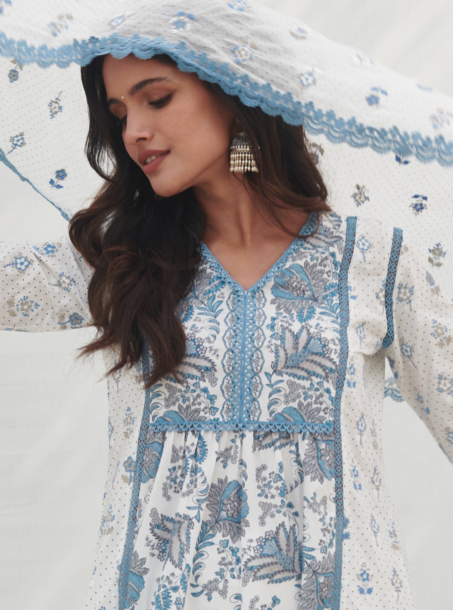 Kalina Cotton Blue Kurta Set