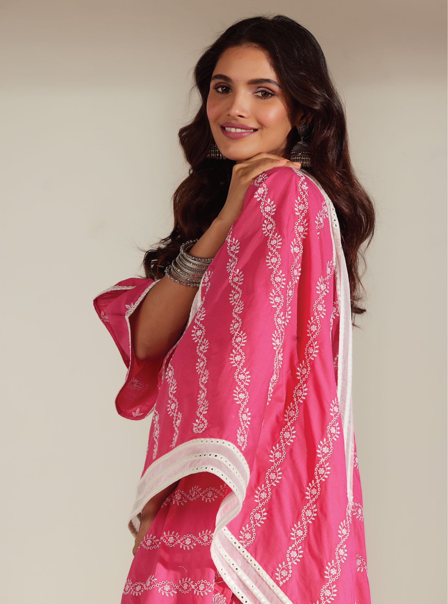 Keziah Cotton Pink Kurta with Garara Set