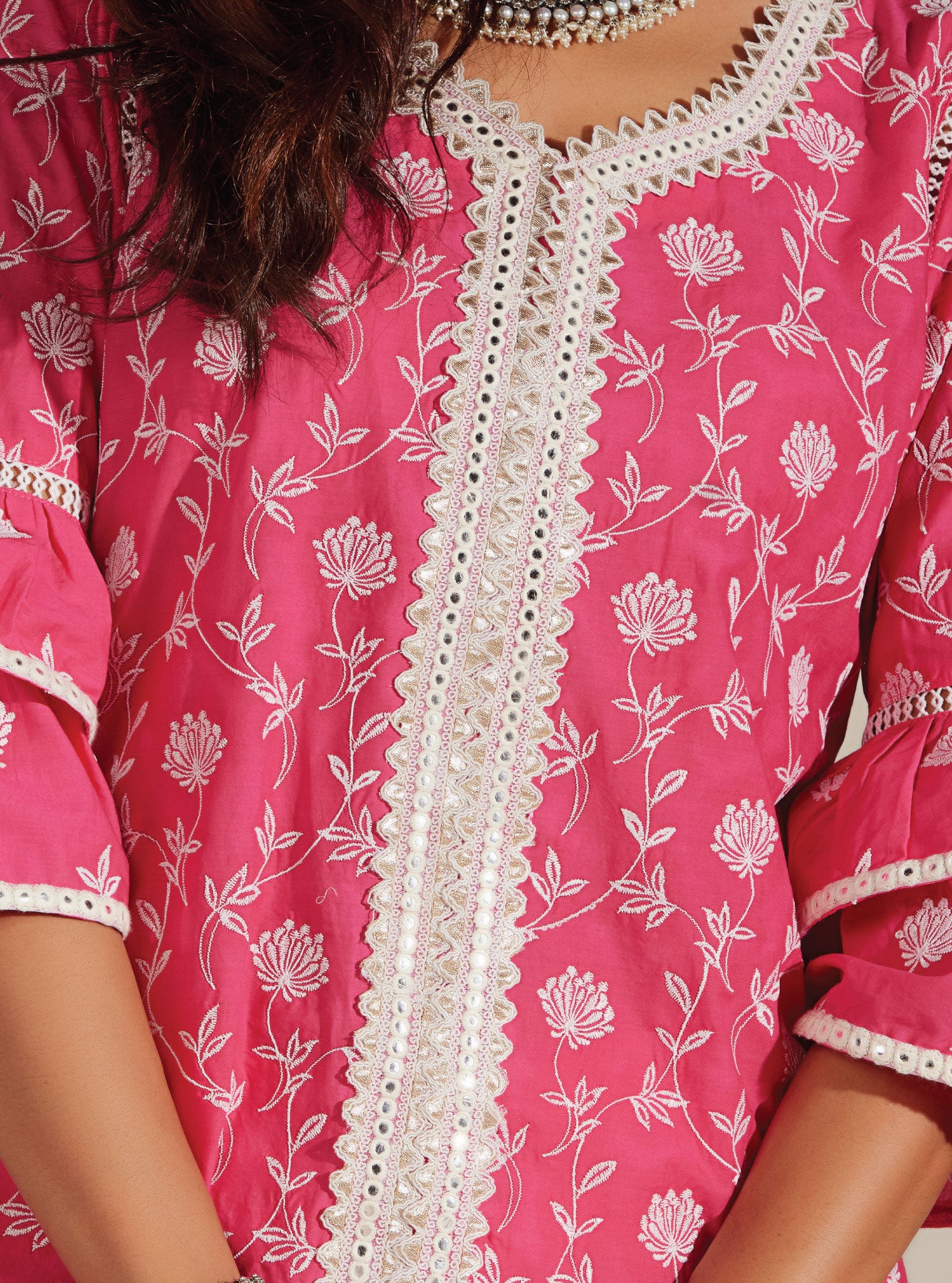 Keziah Cotton Pink Kurta with Garara Set