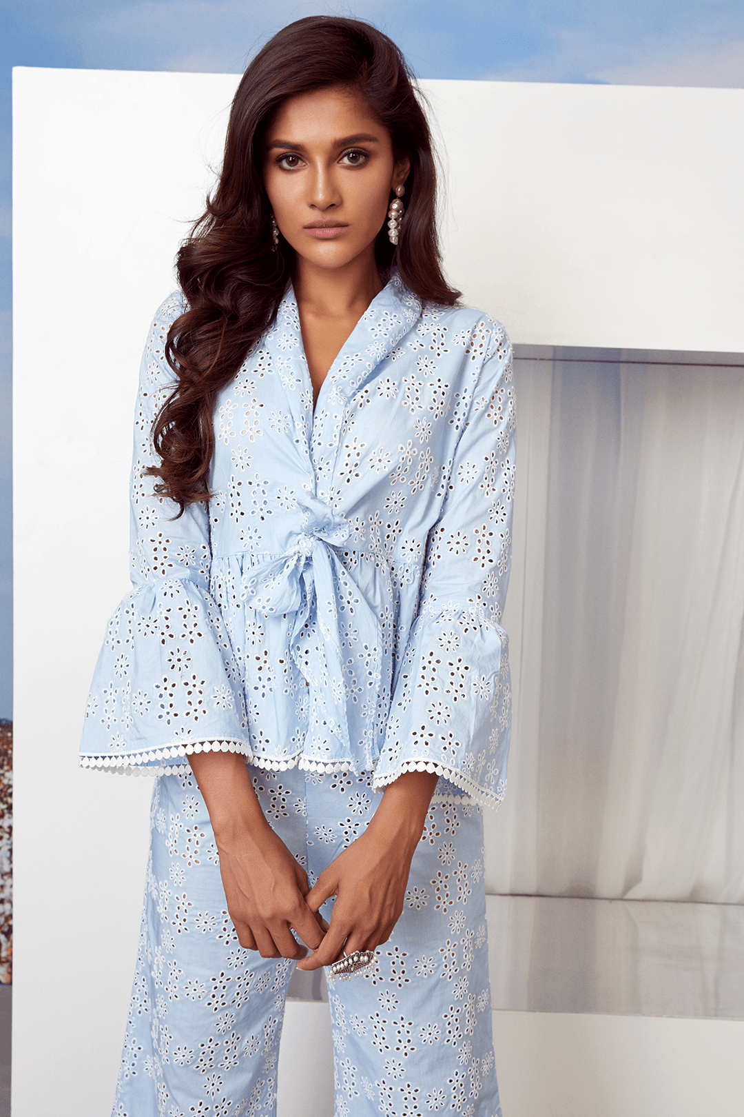 Lea Cotton Light Blue Top Set