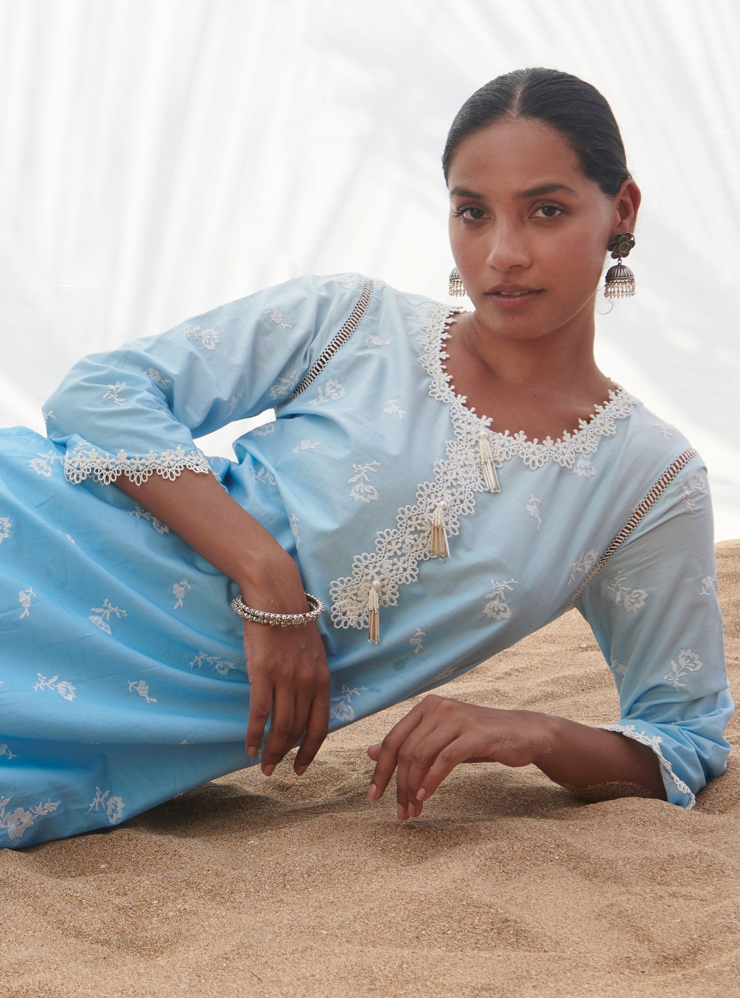 Mandre Cotton Blue Kurta Set