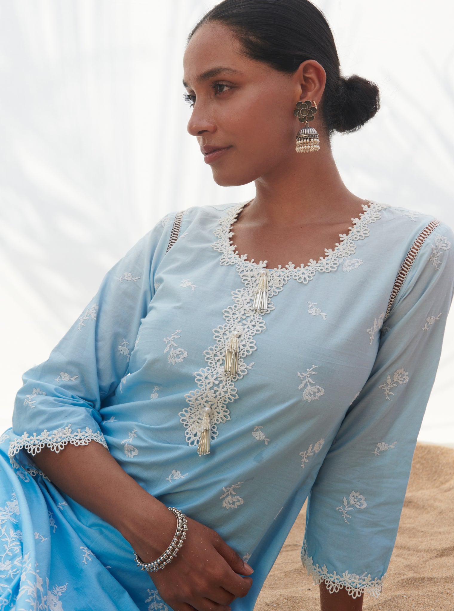 Mandre Cotton Blue Kurta Set