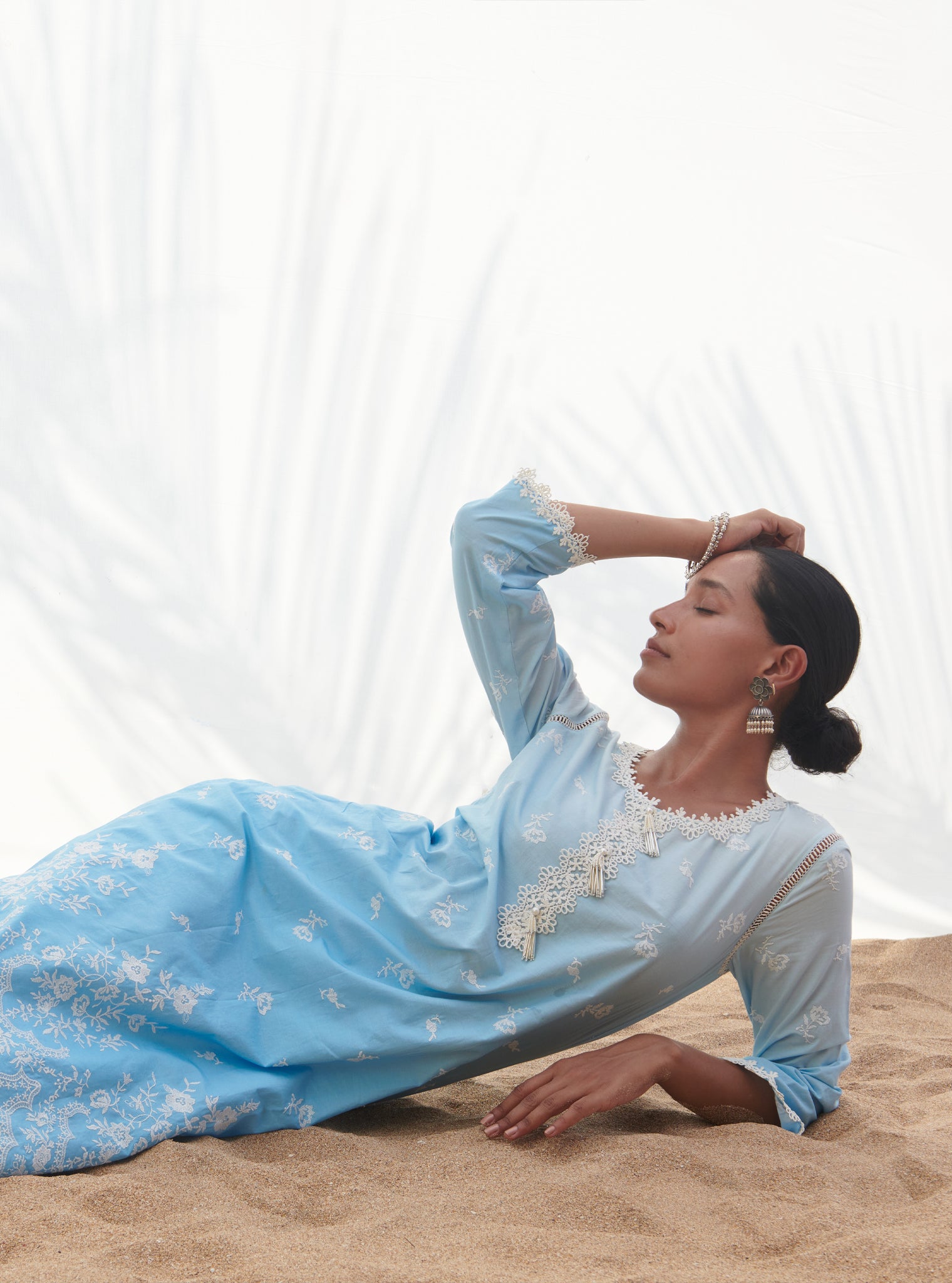 Mandre Cotton Blue Kurta Set